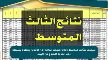 نتيجتك للثالث متوسط 2025 أصبحت متاحة الآن أونلاين بخطوة بسيطة دون الحاجة للخروج من البيت